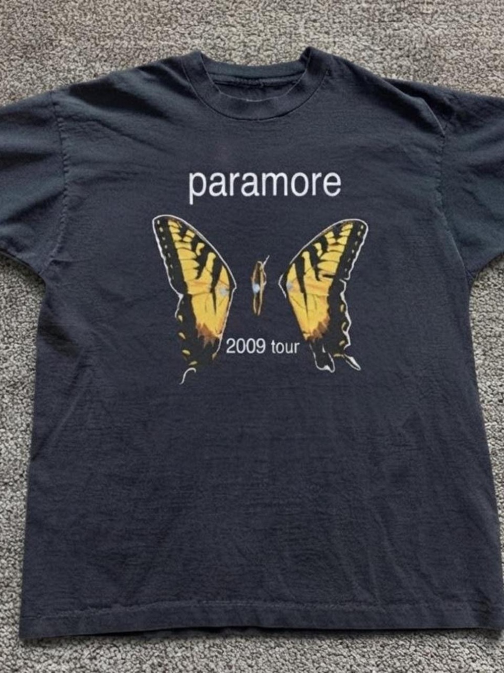 Gildan Black Paramore Butterfly Tour Tee with Yellow Graphic
